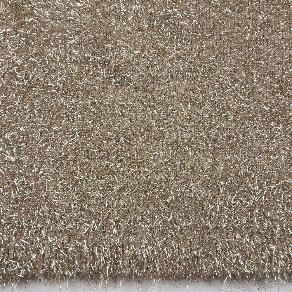 By Anthropologie Eyelash Pullover Sweater M Gold Metallic Tinsel Scoop Back Tie - Picture 10 of 12